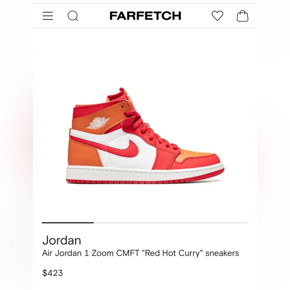 Nike Air Jordan 1 Zoom CMFT in red hot curry